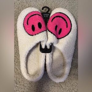 Pink Smiley Face Slippers